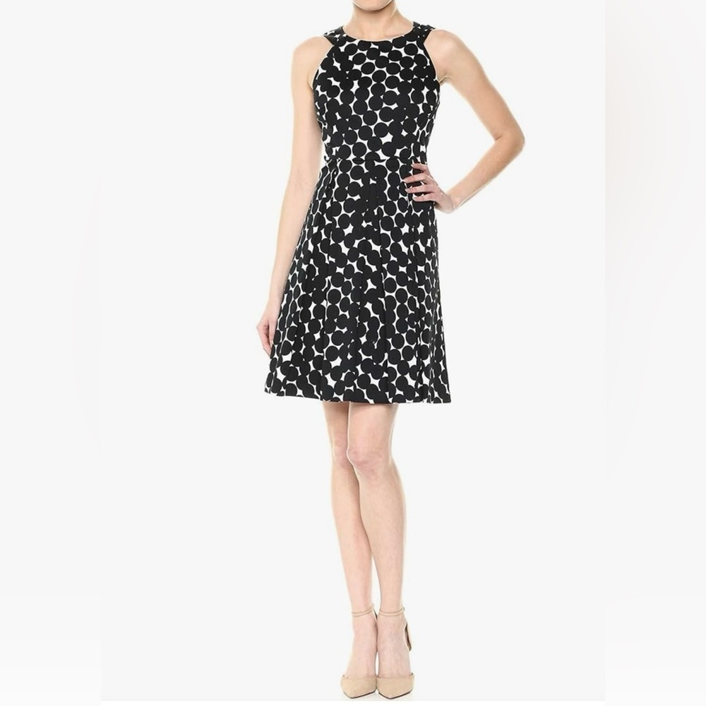 Nine West Black and White Patterned Midi Dress